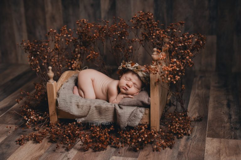NH Newborn Photography in Fall Peach & Cranberry Hues